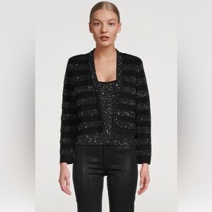 ba&sh Trevis Sequin Stripe Cropped Cardigan NWT